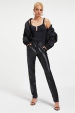 Good American Good 90's Faux Leather Trousers Black Drawstring Size Large NWT s