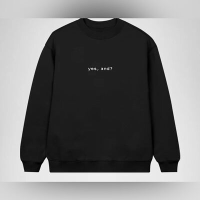 NWOT Ariana Grande Official Yes And? Embroidered Crewneck Black Sweatshirt