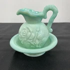 Vintage Avon Jadeite Moonwind Milk Glass Mini Bowl, Pitcher Set