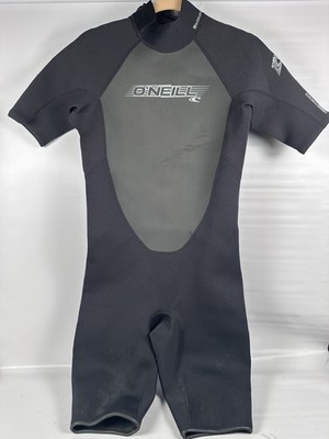 O Neill Reactor Shorty Wetsuit Mens Medium M 2/2mm Back Zip Surf Swim Black