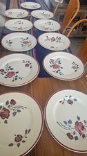 Lot of 10 plates +1 Badonviller France - decor Les Roses - 18.5 cm