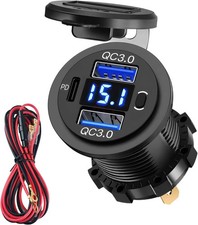 72W PD USB Steckdose 12V Auto, Wasserdichte QC3.0 Typ C 36W+2 QC 18W Einbau