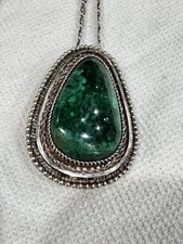 Israeli Sterling Silver Eilat Stone Brooch Pendant with Necklace