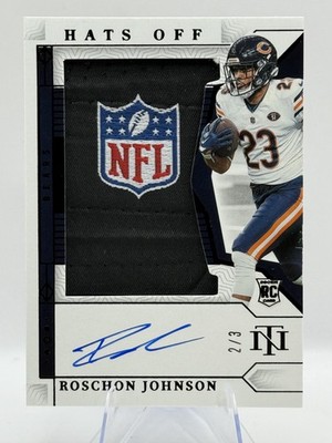 2024 National Treasures Roschon Johnson Rookie NFL Shield Auto #/3 Bears RC AU
