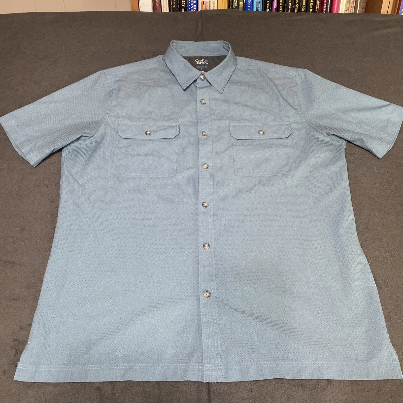Croft & Barrow Quick Dry Shirt Mens L Green Button Up Hiking Fishing Gorpcore