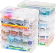 Pencil Case Boxes 10-Pack Made in USA Plastic Bead Organizing Containers W/ Snap