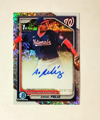 Angel Feliz 2024 1st Bowman Chrome AUTO Mini-Diamond REFRACTOR 019/100 Raw RC z3