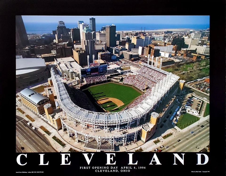 SPORTS POSTER WAREHOUSE Cleveland Indians Jacobs Field OPENING DAY 1994 Aerial View Premium 22x28 POSTER
