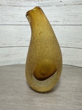 Vintage Murano Amber Orange Mandruzzato Summerso Textured Glass Vase 1960's 9"