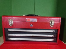 Vtg Sears Craftsman Red Metal Tool Box 3 Drawer Top Chest 21x12x8
