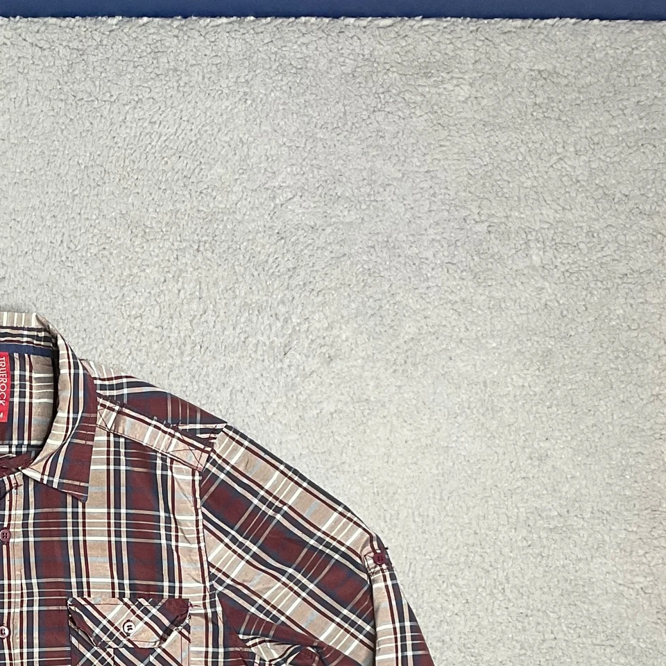 True Rock Red Plaid Long Sleeve Button Down Pockets Shirt Mens M - Image 3 of 4