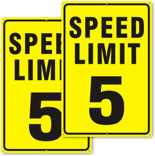 5 MPH Speed Limit Signs - 2 Pack, 18x12 Inch Reflective Aluminum, Rust Free