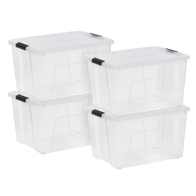 60Qt Plastic Storage Bins with Lids, Stackable Storage Containers, Totes, 4 Pack