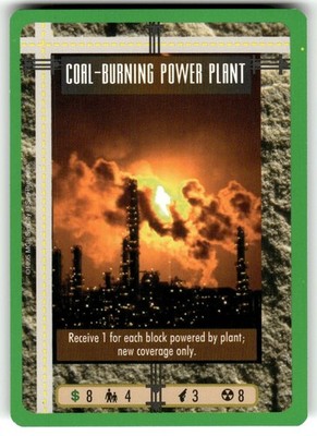 1994 Sim City CCG Trading Card C Coal-Burning Power Plant [green]