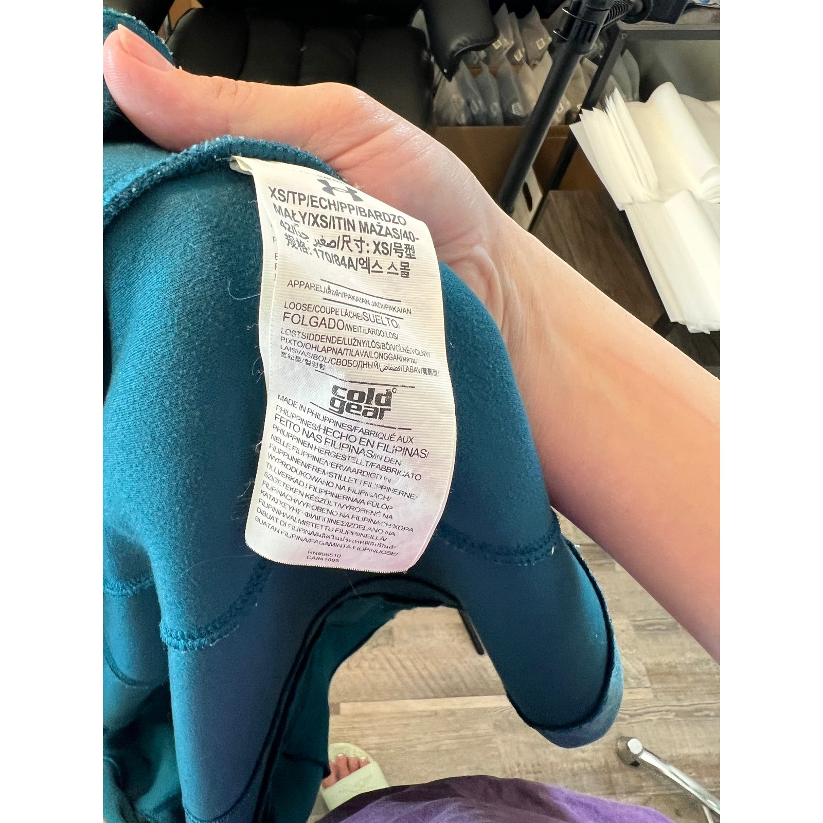 Under Armour ColdGear Teal Blue Textured Fleece H… - image 5