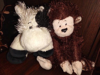 Ganz Webkinz Lil'kinz Plushies ~7'' Cow And Monkey~No Codes~Cute Scrappy Look :)