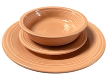 Homer Laughlin Fiesta Rose Pink 3 Piece Set Dinner Plate, Salad Plate, Soup Bowl