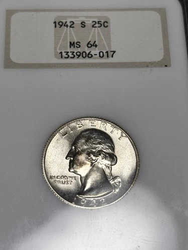 1942-s 25 Cent NGC MS64 Old Embossed Holder!!!