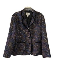 Susan Graver Style Womens Blazer Sz XL Tweed Multicolor 3 Button Officecore