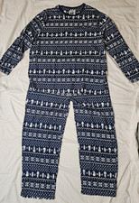 Men's Jammies Snowman Snow Blue Holiday Christmas Pajama Sleep Lounge Set 3XLT