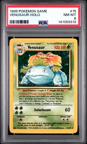 1999 POKEMON GAME #15 VENUSAUR-HOLO PSA 8