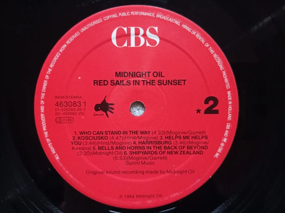 LP 33T MIDNIGHT OIL "Red Sails In The Sunset" CBS 463083 1 EUROPE 1988 ° - Photo 3/4