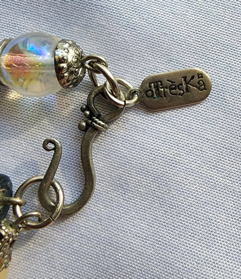 Treskka necklace with tassel glass beads Aurora borealis 19" Foto 4 de 4