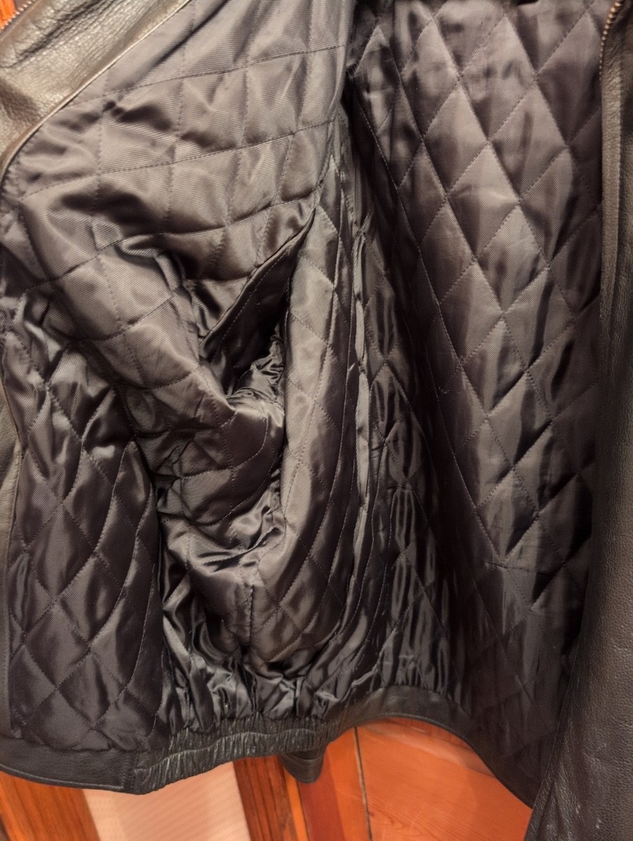 CROFT AND BARROW MENs LEATHER BOMBER JACKET SIZE LT View 5