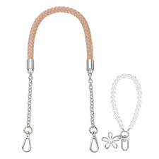 62cm/24.4" PU Leather Braided Purse Straps Smoky Pink, Silver Buckle 