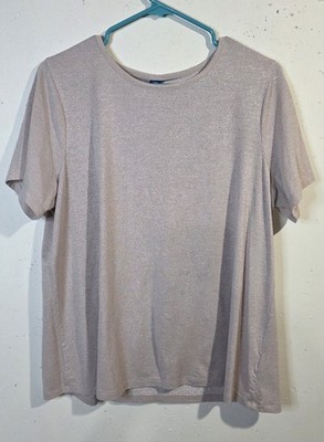 Old Navy Luxe Metallic Pink/Beige Top size Large Rayon blend