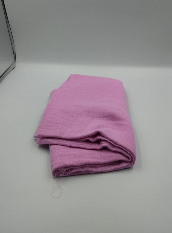 Розовая двойная марлевая хлопчатобумажная муслиновая ткань — мягкий дышащий материал для двора 150 см/59 футов - Изображение 2 из 4