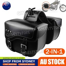 2PCS Universal Motorcycle Side Saddle Bags PU Leather Saddlebags Luggage Panier