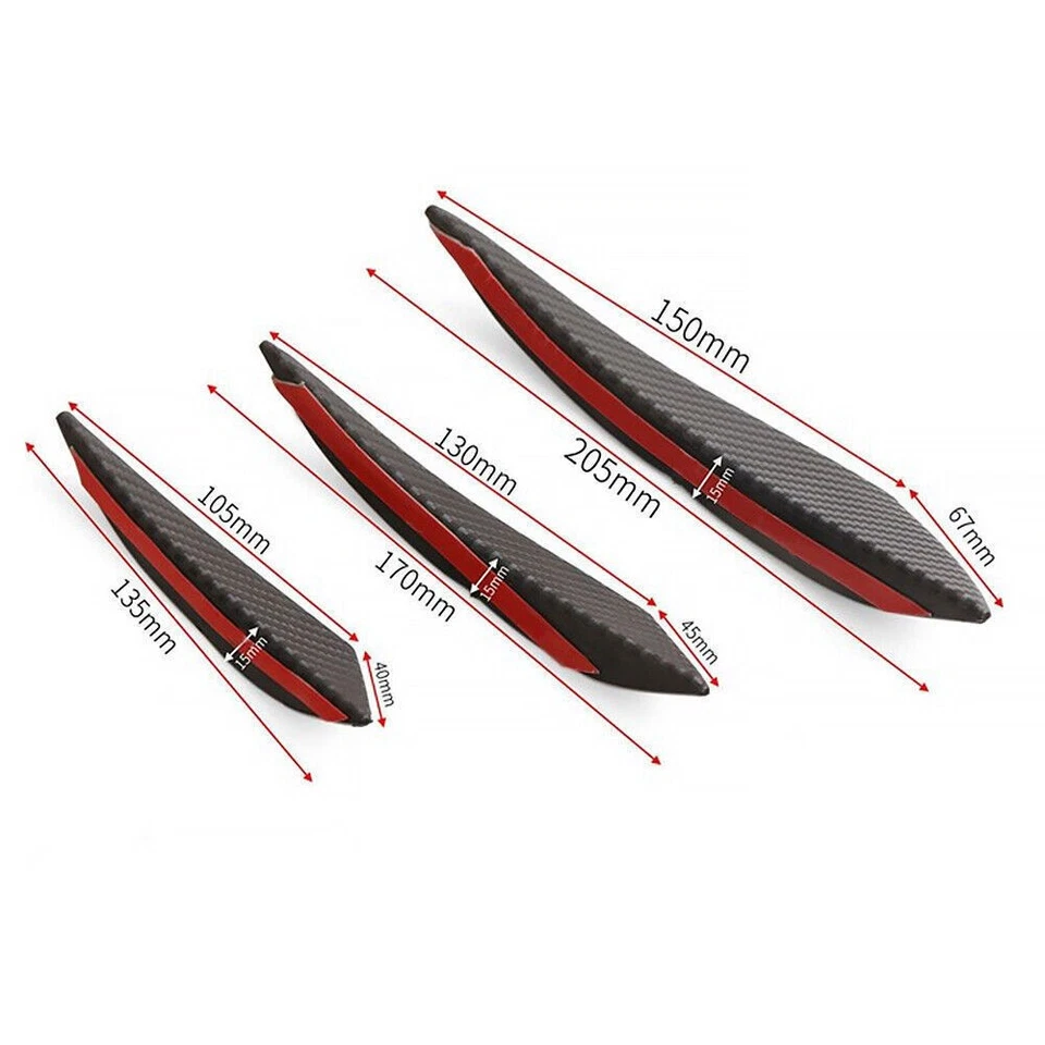 6x Carbon Fiber Car Front Bumper Canards Diffuser Lip Splitter Fins Accessories - Image 4 of 4