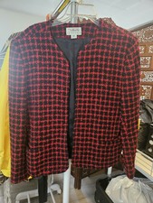 Talbots red/black houndstooth tweed jacket in a size 12 petite.