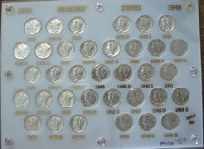 SET OF MERCURY SILVER DIMES 1934-1945 (35 COINS).. CH/GEM BU
