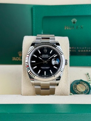 Rolex Datejust 41mm Black Index Fluted Bezel Oyster Bracelet 2026 Full 126334