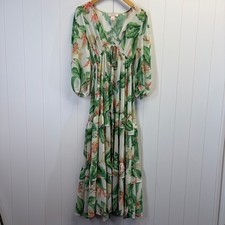 Flying Tomato Boho Tropical Maxi Kimono Cardigan Women Medium Tiered Resortwear