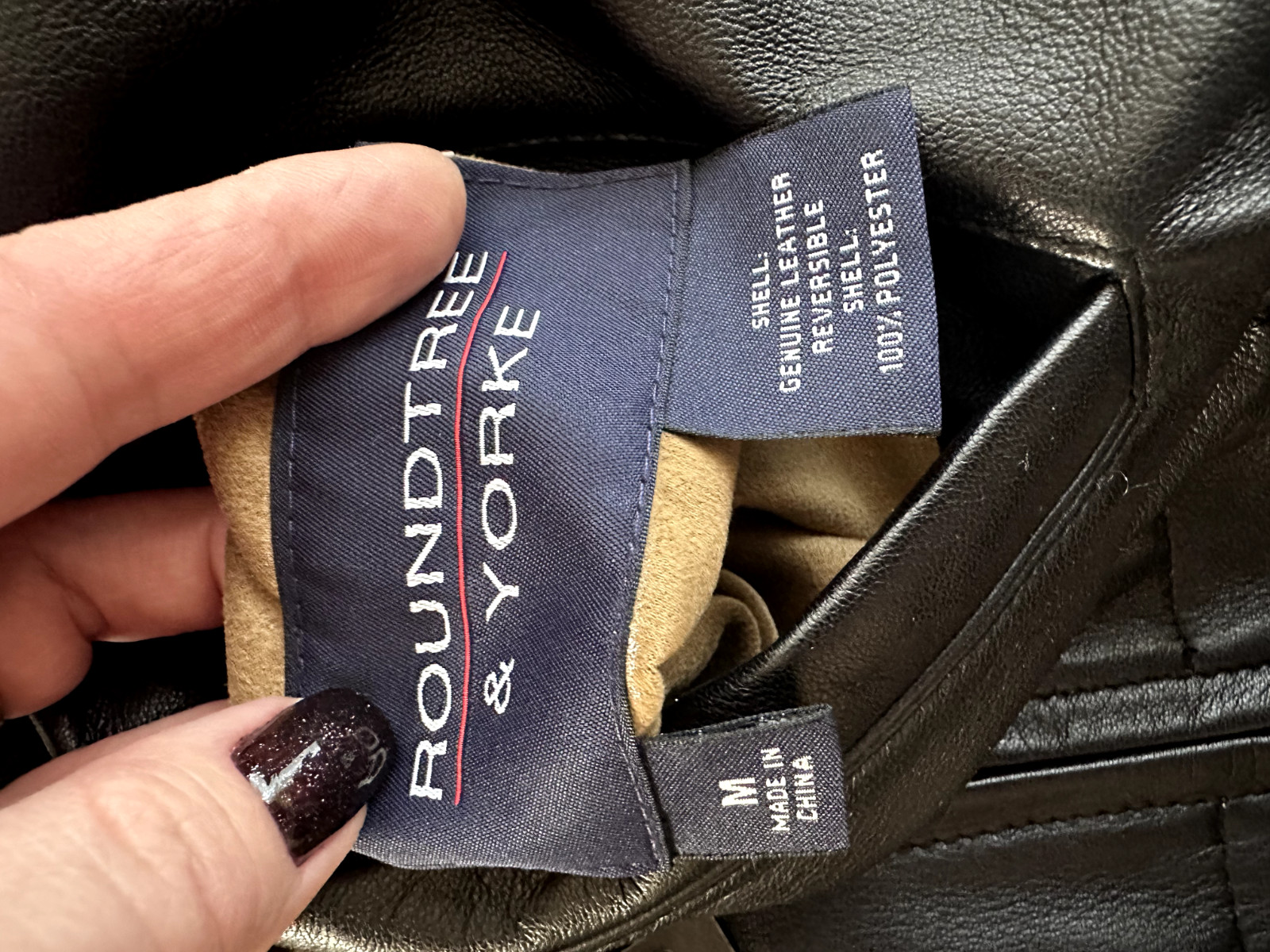 Roundtree & Yorke Black Leather Jacket (Reversible) , Size M image 3