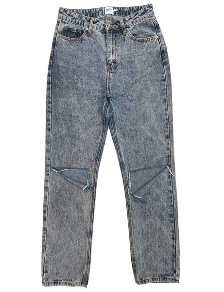 PRINCESS POLLY Mid Blue Acid Wash Ripped Knee Distressed Jeans Women's Size 10