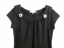 Evan Picone Black Cap Sleeve Copper Button Knit Pocket Career Wear Dress Size 10