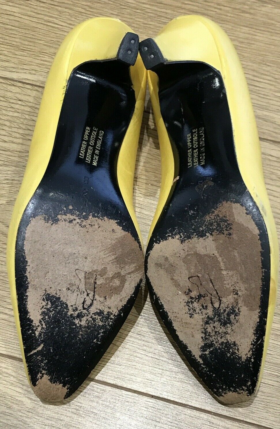 Vintage 1980s Yellow Leather Heels by Rayne, Size 8 - UK 5.5 6