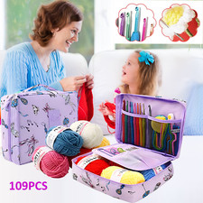 109PCS Ergonomic Crochet Hook Set for Starters 5 Rolls Yarn Knitting Needles Kit
