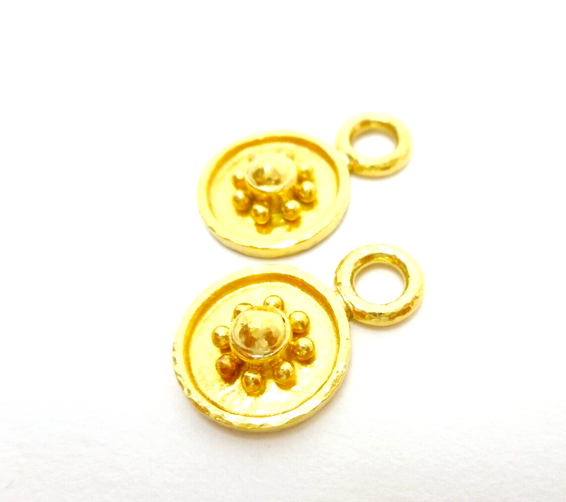 ELIZABETH LOCKE 19K Hammered Gold Daisy Earring Charms 922 W/EBAY
