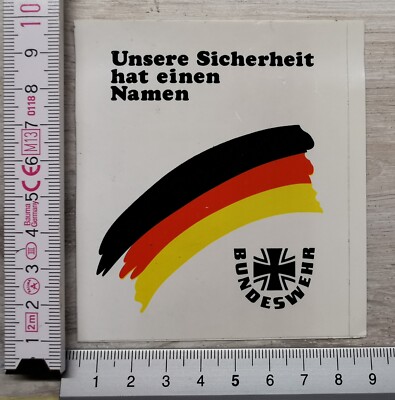 Sticker Aufkleber Bundeswehr  UNSERE SICHERHEIT HAT EINEN NAMEN  1980er Vintage