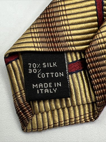 JOS A BANK Signature Collection Men's Silk Cotton Blend Necktie Gold Red Striped - Picture 2 of 11