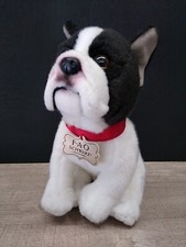 FAO Schwarz French Bulldog Plush Black And White 12"