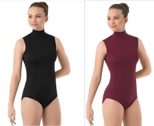 Leotard New LC SA MA  Dance Ballet Blue Burgundy - 4 Colors Mock Turtleneck