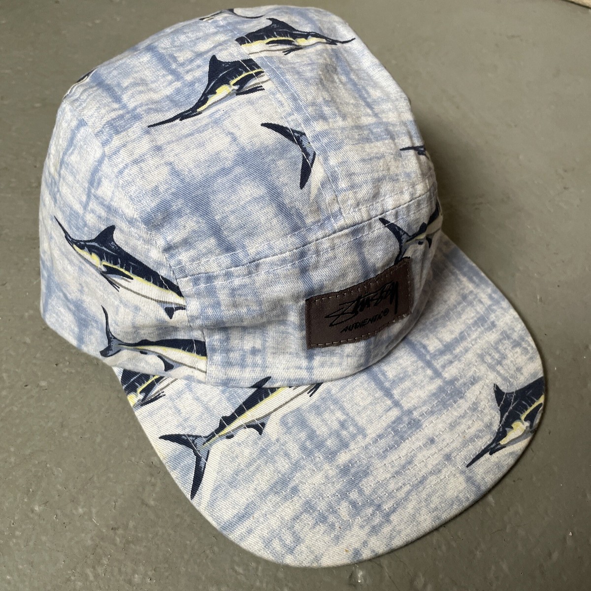 Vintage Stussy 1990s-Y2K 5-Panel Marlin Print Skateboarding Surf