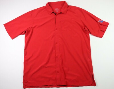Men’s Nike Dri-Fit Button Up Shirt Red XL LA Tech Louisiana Tech Logo