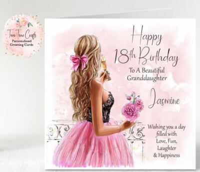 Girl In Butterfly Dress Personalise Age Granddaughter Birthday Card At - Foto 4